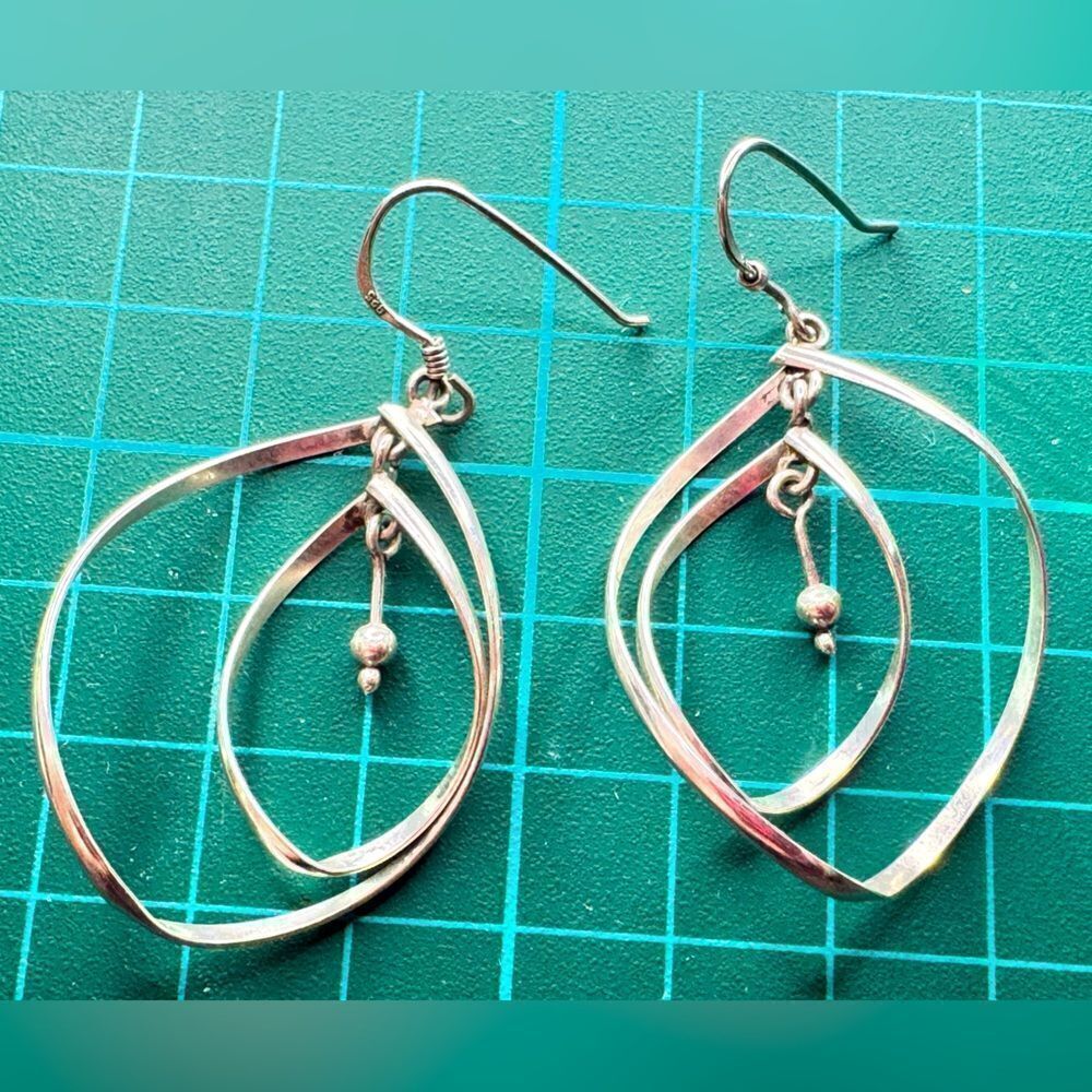 Earrings – Vintage .925 Sterling Silver Multi-Hoop Dangle